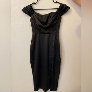 ASOS Black Off-Shoulder Midi Dress